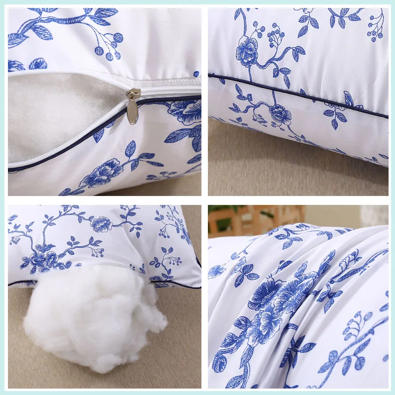 Подушка для сна из мягкой ткани с принтом перьев суперэластичная отеля