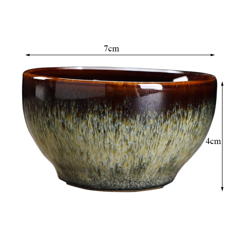 

Ceramic Temmoku Glaze Hand Painted Office Teacups Porcelain Kung Fu Master Tea Cup Creative 12 Zodiac Pattern Tea Bowl Drinkware