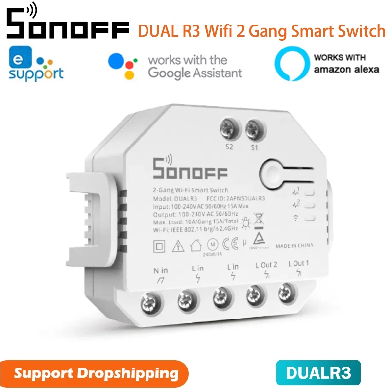 Умный переключатель SONOFF DUALR3 модули автоматизации с Wi-Fi двухсторонний контроллер
