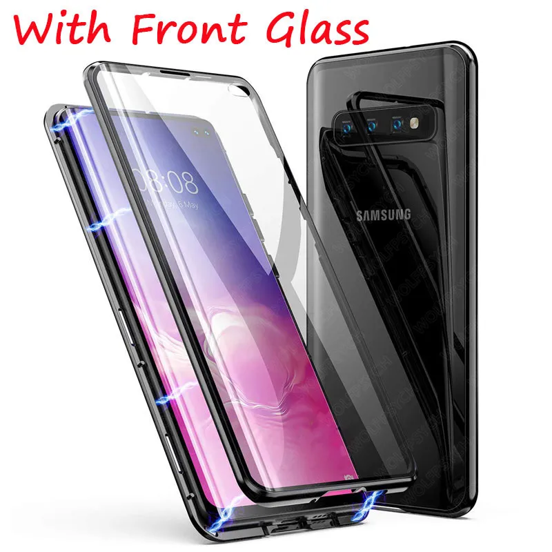 Переднее закалённое защитное Стекло + обратно Магнитный чехол для samsung Galaxy A50 60 70 90