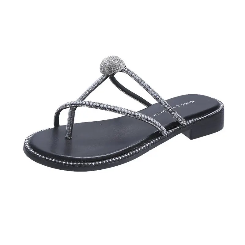 

Flat sandals women 2021 summer new Korean women's shoes rhinestone sandals flat heel net red ladies shoes wholesale