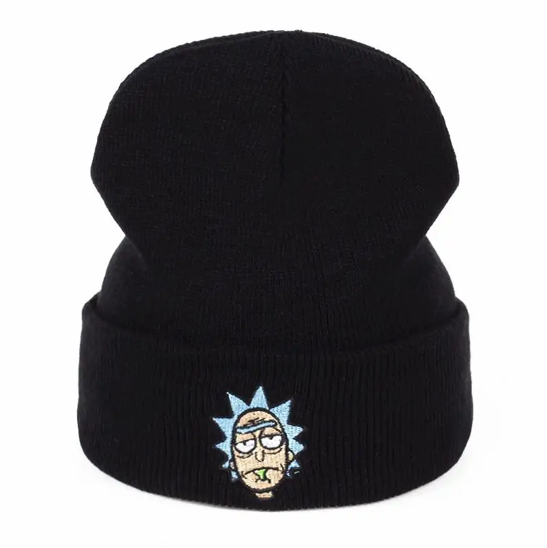 Black Rick Beanies Рик и шапка Морти эластичный бренд вышивка теплые зимние унисекс вязанные шапочки Skullies US анимация горнолыжные шапки - Цвет: Black