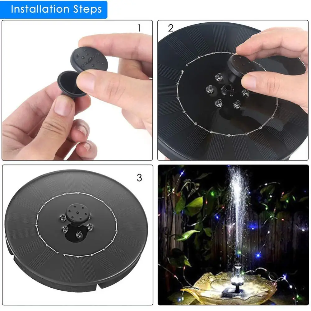 

Dropshipping!LED solar fountain pump outdoor bird bath floating mercury, garden, swimming pool, pond, lawn decoration