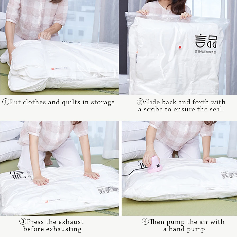 

7pcs Thickened Vacuum Storage Bags with Hand Pump For Cloth Compressed Bag Package Reusable Blanket Clothes Quilt Organizer