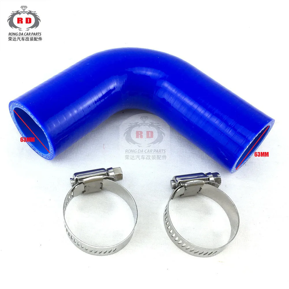 63MM 90 degree Blue 2," 51 мм/2,5'' 63 мм/3 ''76 мм 90 градусов 45 градусов Силиконовое Шланговое колено турбо труба впуска+ зажим - Цвет: 63MM 90 degree Blue