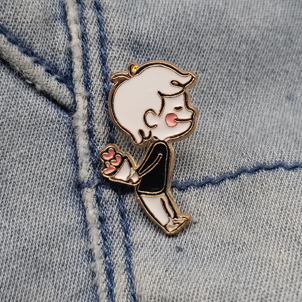 

Gold Enamel Metal Brooch Cute Boy Pins Size 1.1*0.7 Inch Weight “2.5g”