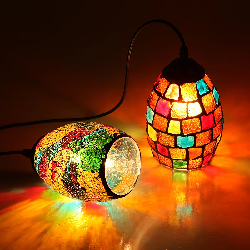 

Color Mosaic Bohemian Pendant Light Restaurant Cafe Bar Aisle Balcony Retro Hang Light Mediterranean Creative Pendant Lamp