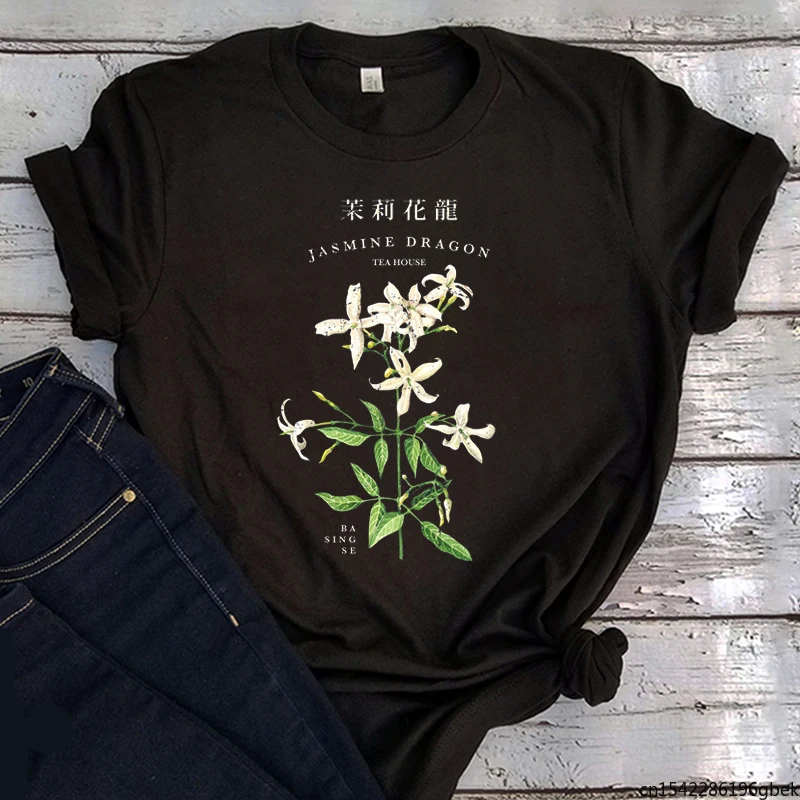 

Vintage Clothes Summer Plus Size Tops black Flowers T-shirt Women Love Summer Casual
