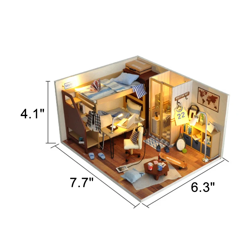 

DIY Miniature Doll House Kit With LED Light Doll House Furniture 3D Wooden Miniature Dollhouse Toys for Children Birthday Gift