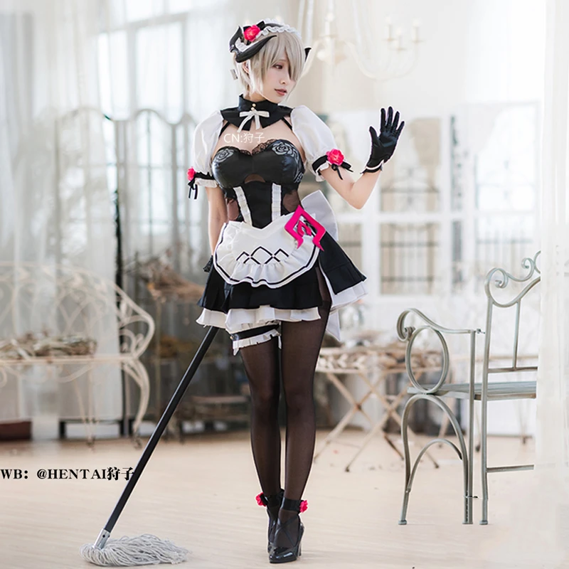 Костюм горничной чёрной розы из аниме Honkai Impact 3 Рита розовая Валкирия полный