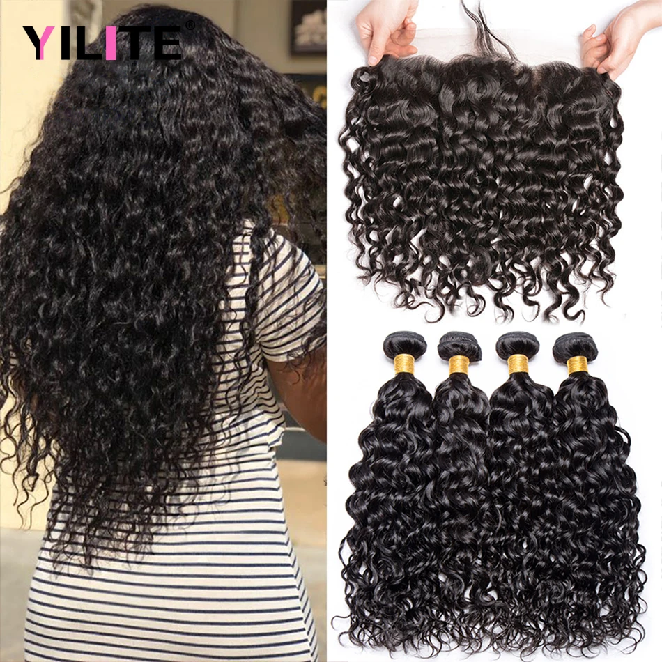 

Бразильская модель с фронтальной предварительно выщипанной прозрачной фронтальной кружевной фронтальной сеткой с пучками, 3 пучка с фронт...