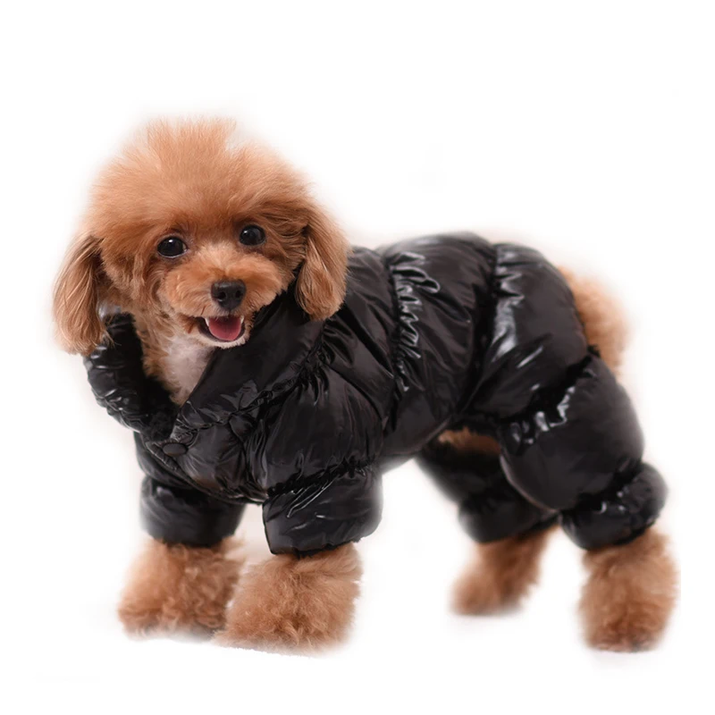 Теплая зимняя одежда для собак ветронепроницаемый пуховик с воротником