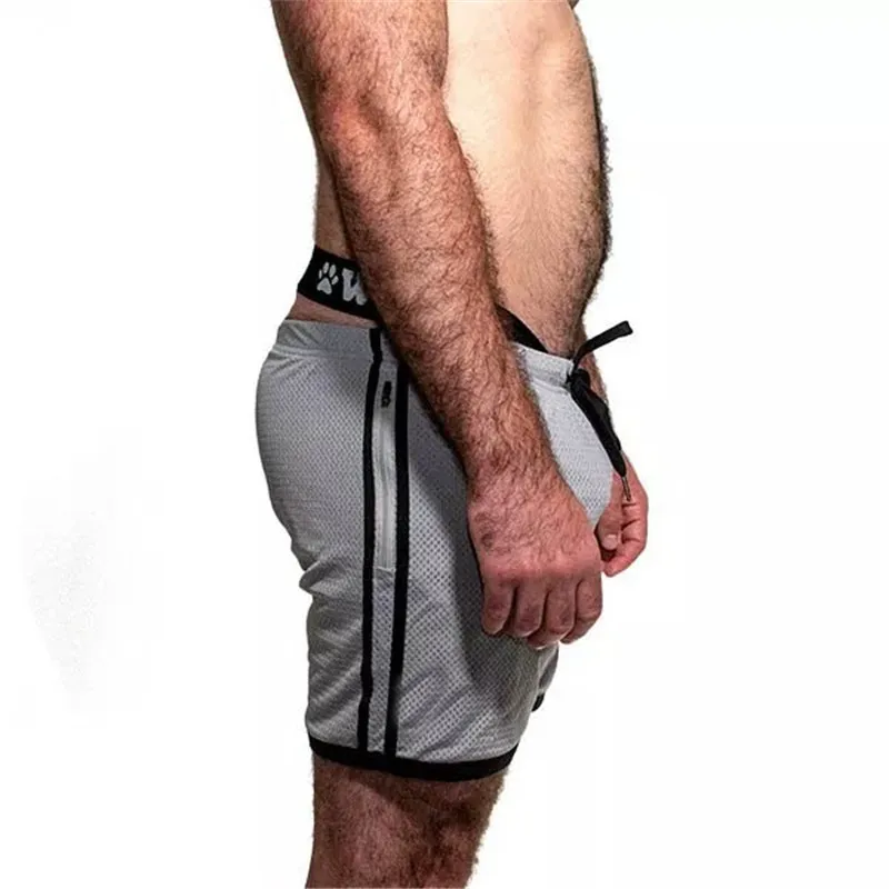 Мужские бриджи с карманами на молнии для спортзала Мужская дышащая сетчатая