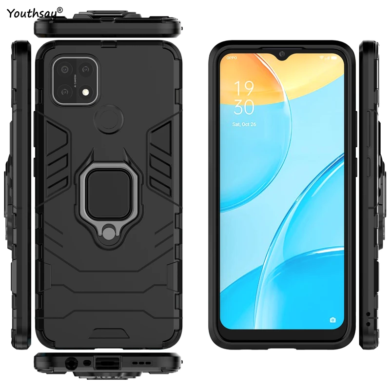 for oppo a15 case protective case for oppo a15 cover armor silicone shell hard fundas finger ring cover for oppo a15 case free global shipping