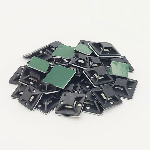 50 шт., основание для крепления кабельной стяжки, съемный настенный держатель, зажим для крепления, зеленый клей, самоклеящееся крепление для кабельной стяжки