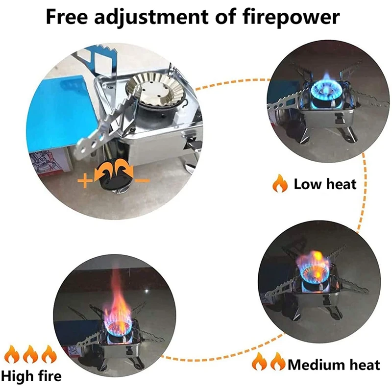 

Portable Camping Gas Stove with Piezo Ignition Stable Support,Outdoor Stove Burner Picnic Cookware,Adapter for Camping