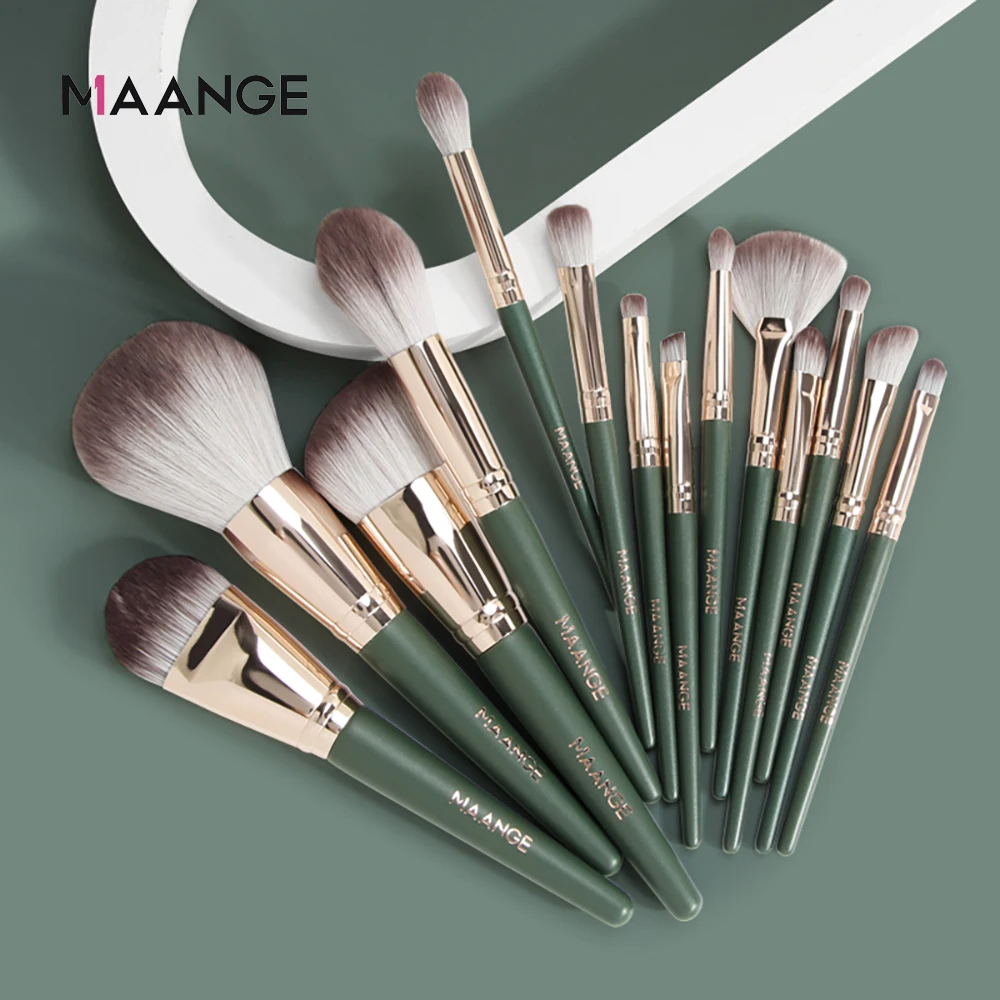 

MAANGE 14Pcs Makeup Brushes Set Cosmetic Foundation Powder Blush Eye Shadow Lip Make Up Brush Tool Kit Maquiagem with Holder