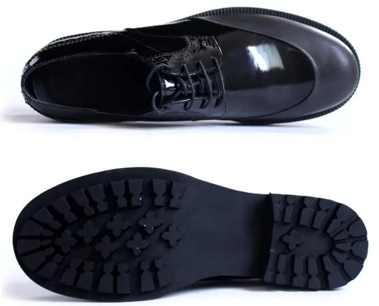 Новинка Обувь из натуральной кожи с круглым носком Модные однотонные черные