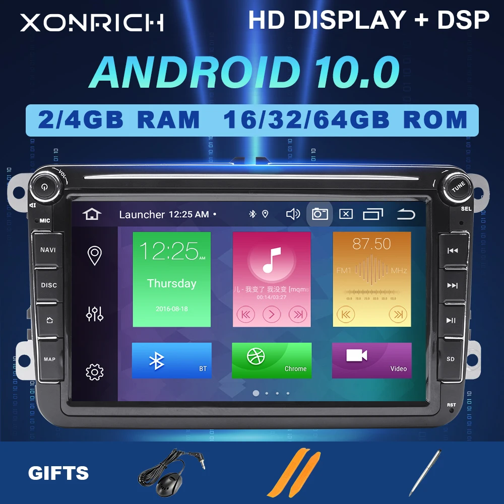 Автомагнитола 2 Din на Android 10 4 Гб GPS-навигация для VW Passat B6 volkswagen touran Skoda Octavia seat leon 2golf 5