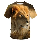 Футболка мужская с забавным дизайном, Повседневная тенниска с 3D принтом льва, футболка с леопардом с короткими рукавами, размер S-6X