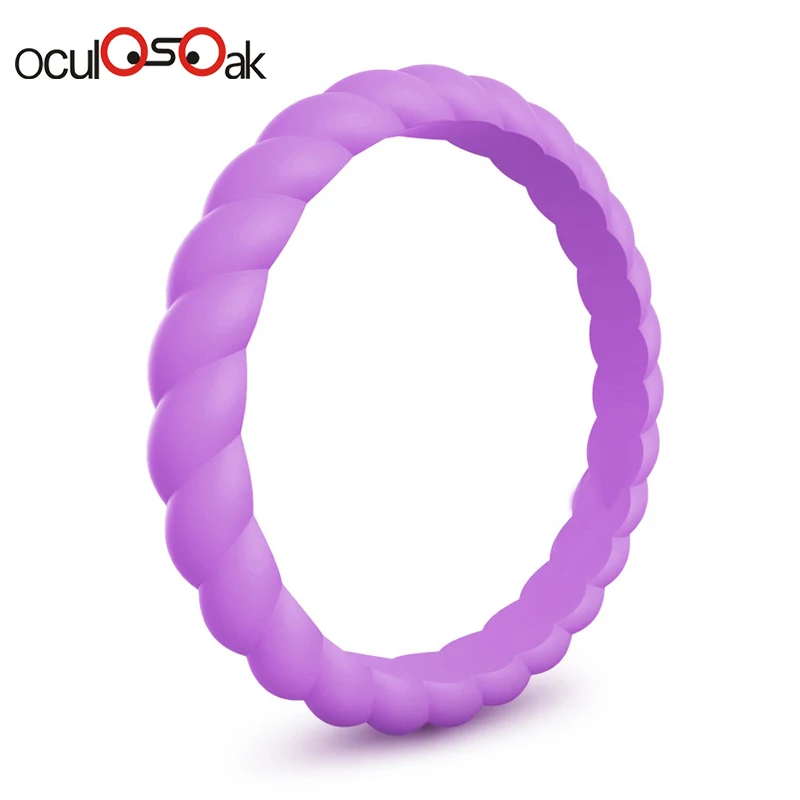 Hot Fashion 3mm Thin Braided Silicone Ring For Women Wedding Rings Sports Hypoallergenic Crossfit Flexible Rubber Finger Ring