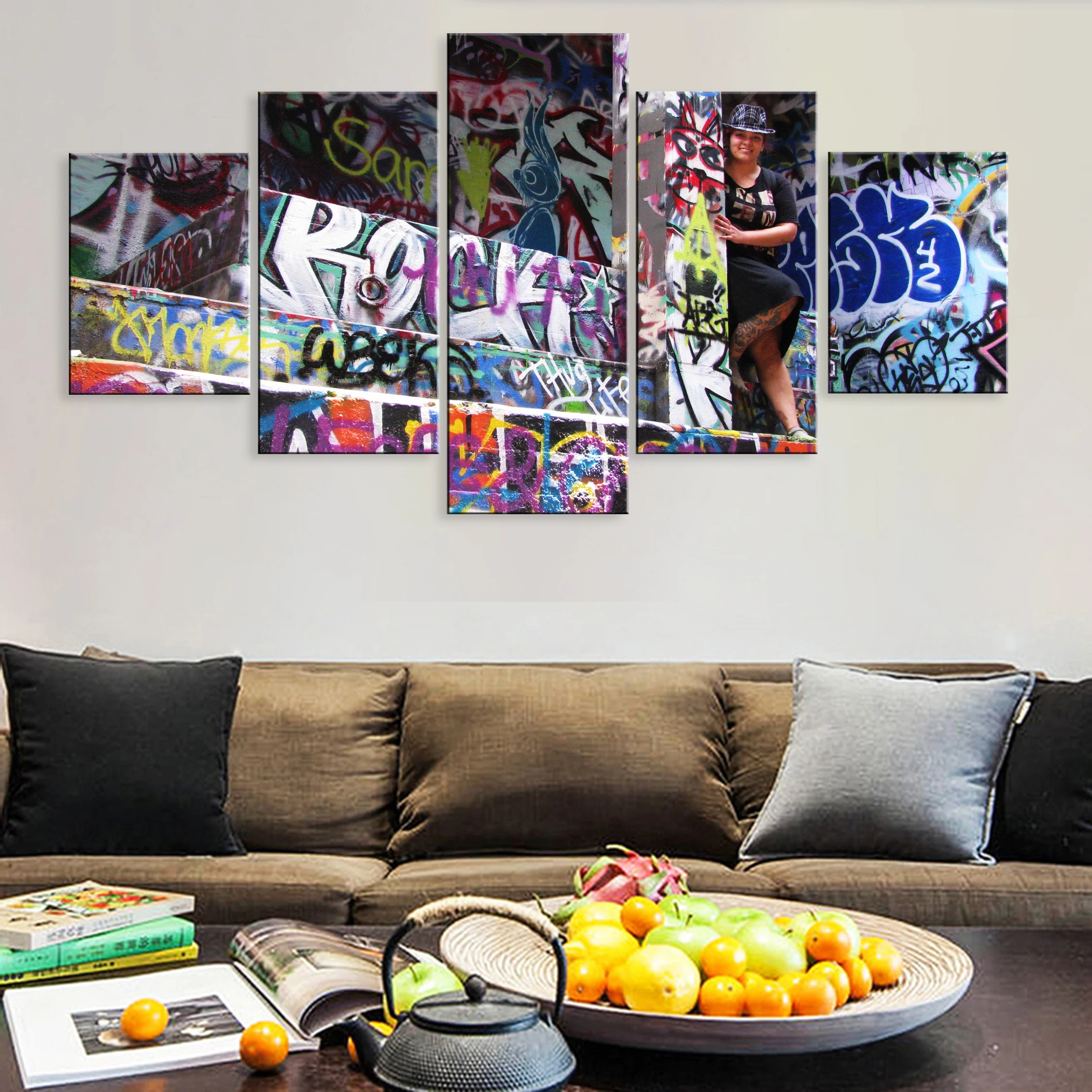 

Hd 5 Pieces Modular Poster Painting Canvas For Living Room Decor Framework Street Art Graffiti Abstract