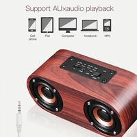 Ternzun Q8 Wooden Bluetooth Speaker Portable Wireless Dual Speaker Stereo Bass Hands-Free Mic Phone TF Card Player AUX USB