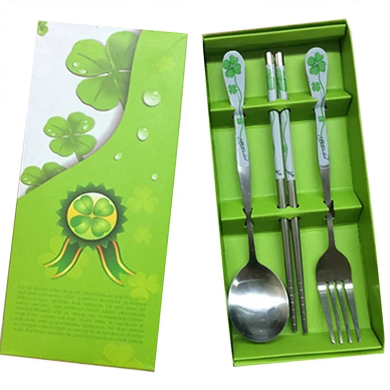 

4Pcs/Set Portable Stainless Steel Lunch Fork Chopsticks Spoon Travel Cutlery Kits Kitchen Tableware