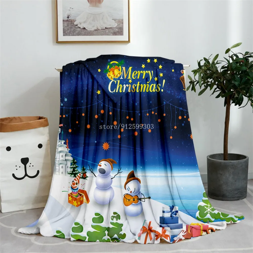 

Winter Warm Blanket Merry Christmas Snowflake Xmas Tree Pattern Blankets For Sofas Beds Soft Plush Lightweight Blanket Decor