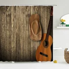 3D Музыкальный декор, занавеска для душа, иллюстрация ключи, ковбойская гитара, занавеска s, арт-деко, тканевый Декор для ванной комнаты