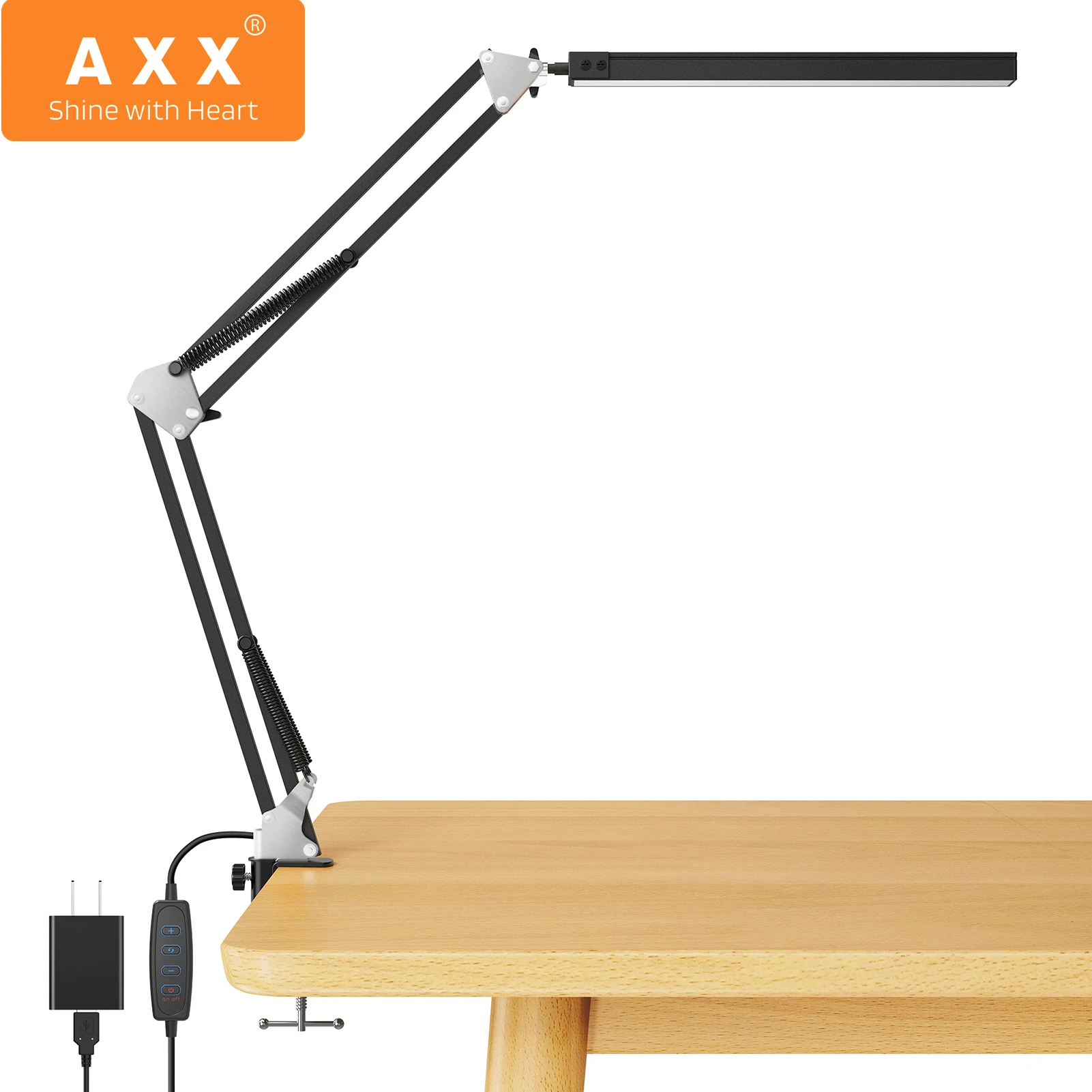 AXX USB Desk Lamps Dimmable Swing Arm Architect Lamp LED Desk Light for Home Office Living Room Bedroom Task Bedside Table Lamps