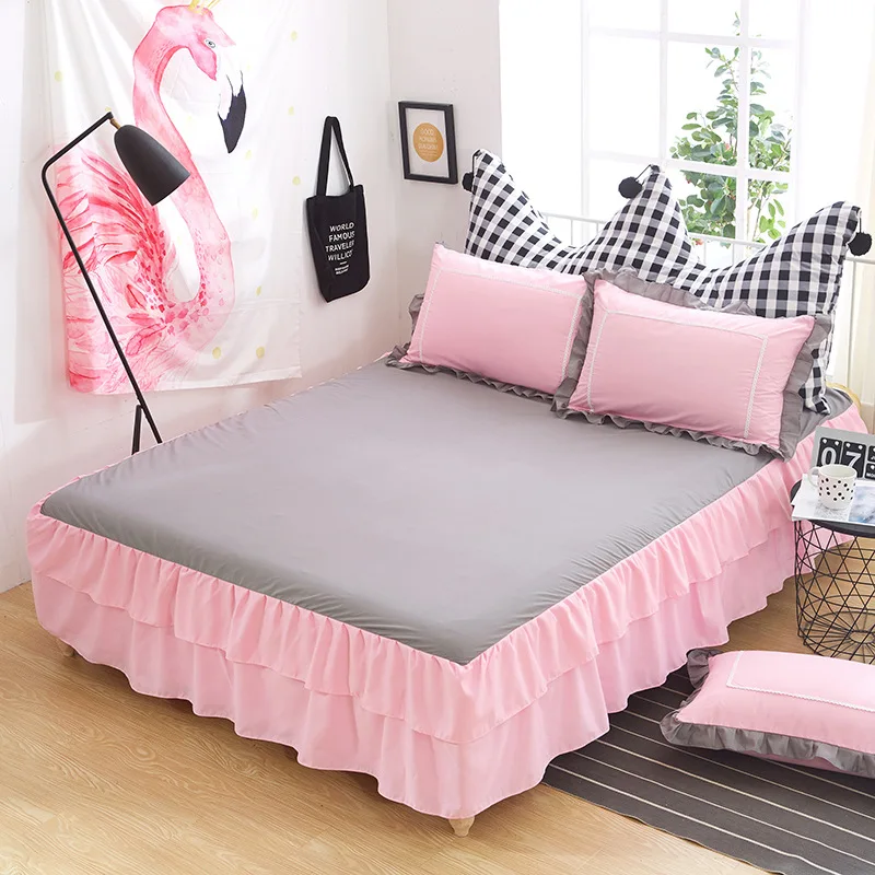 Однотонная печатная юбка для кровати украшения домашнего текстиля нескользящая