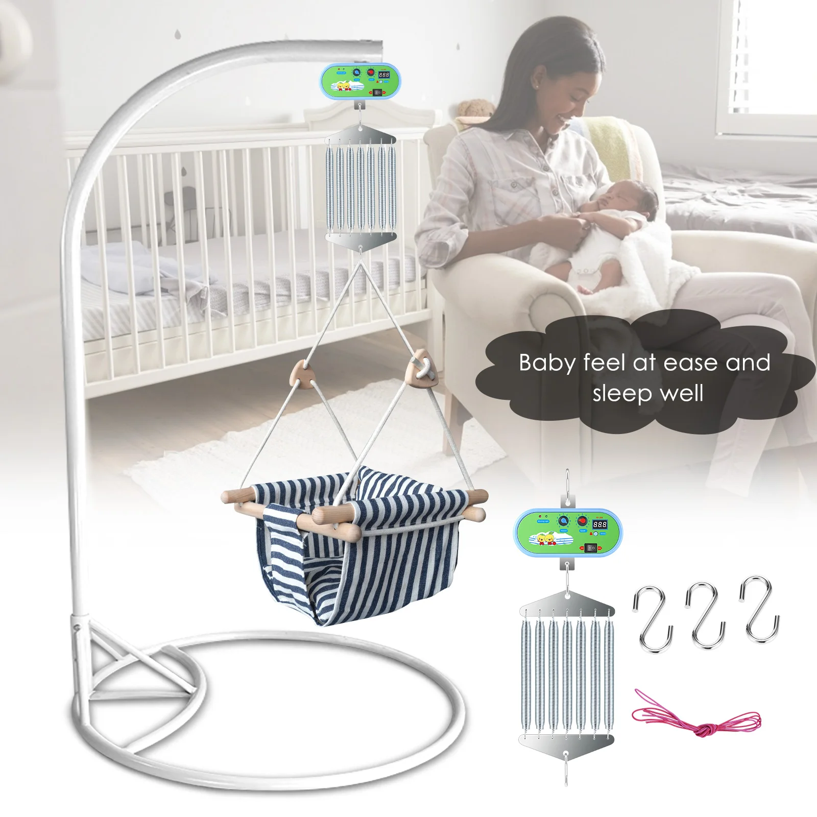

12W Electric Baby Swing Controller,Hanging Cradle Control With Adjustable Timer Swing Spring For Baby Cradle And Baby Hammock