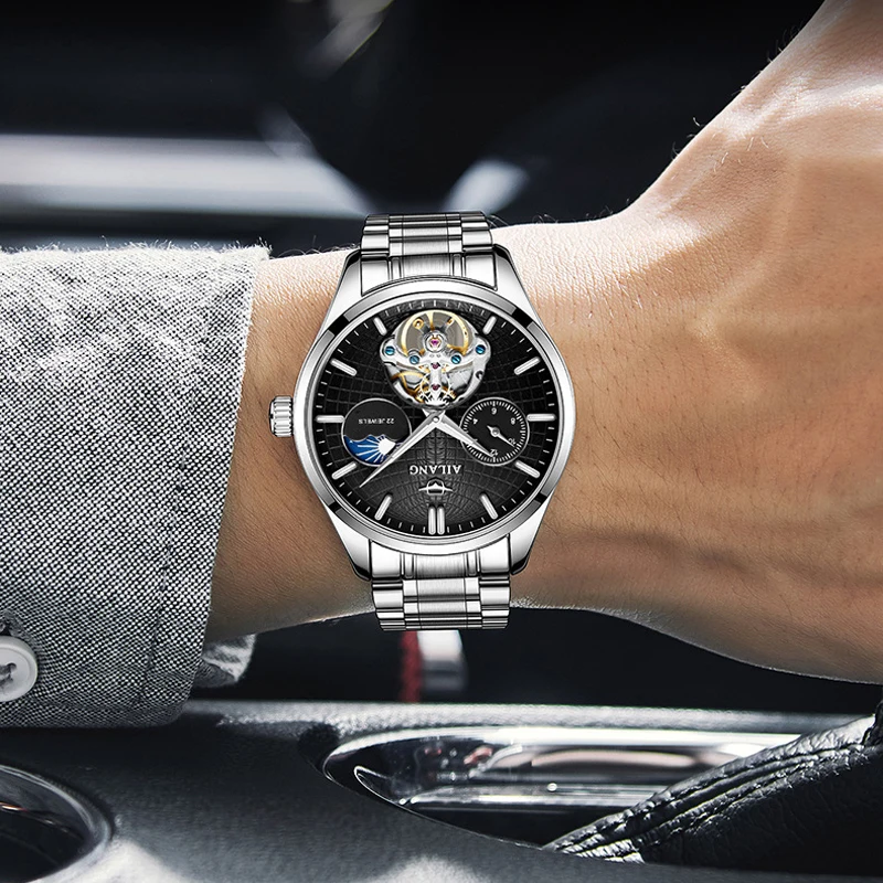 AILANG Male Mechanical Watch Automatic Tourbillon Waterproof Mens Watch Multiple Time Zone Moon Phase Luminous Relogio Masculin
AILANG Male Mechanical Watch Automatic Tourbillon Waterproof Mens Watch Multiple Time Zone Moon Phase Luminous Relogio Masculin