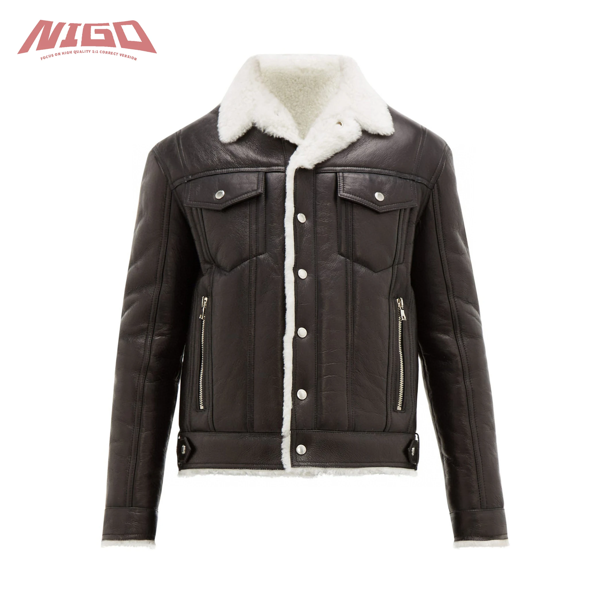 

NIGO 21ss BLM кожаная водолазка дубленка пальто # nigo2193