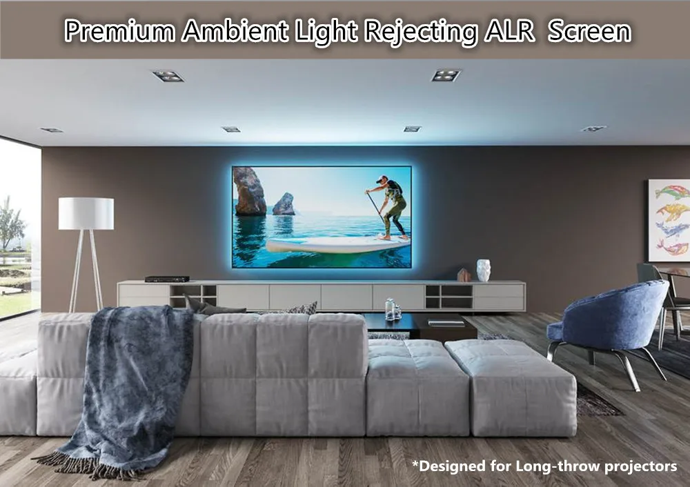 F2HALR Visualapex 16:9 HDTV 8K 4K 3D Натяжной длинный забросок окружающего света отклонение фиксированной рамки проекционный экран