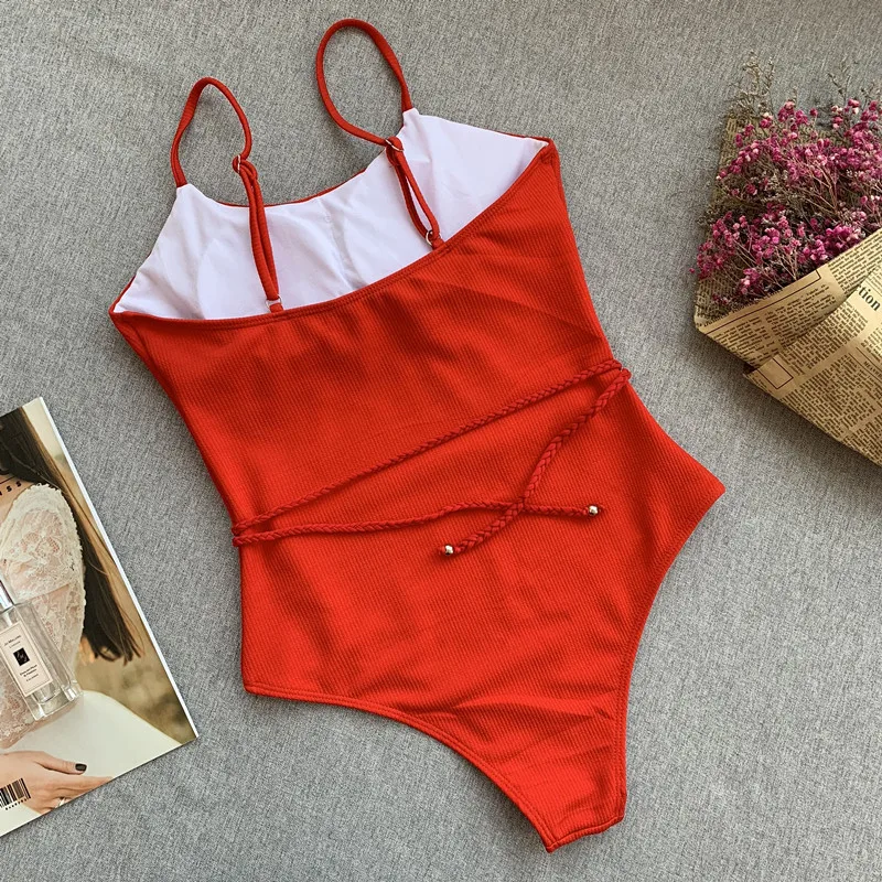 Женский купальный костюм Evage pitaya цельный Плетеный купальник с v-образным вырезом