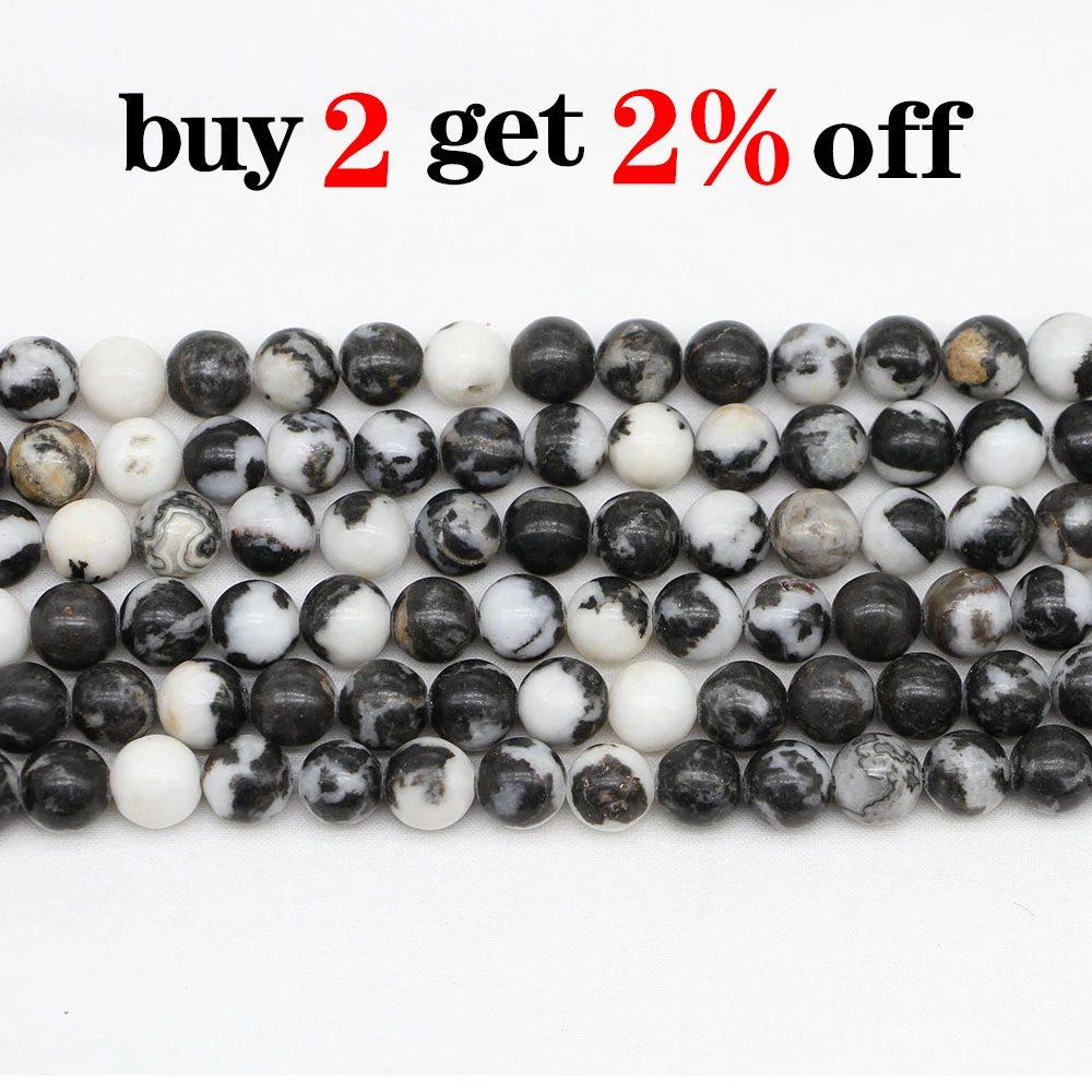 1 нить/лот натуральный камень черный белый зебра Jaspers Бисер Круглый драгоценный