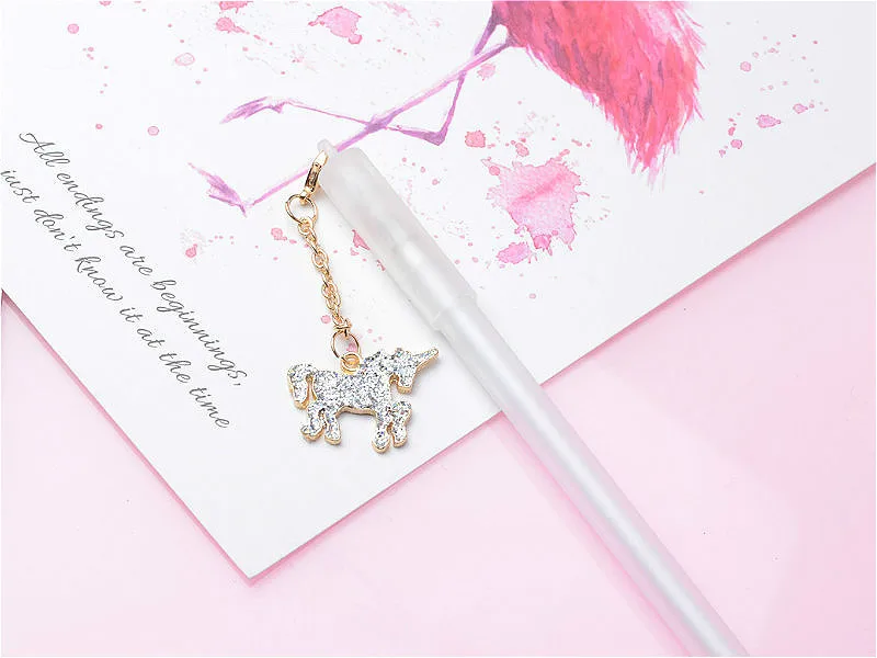 

30 pcs Kawaii Gel Pens Unicorn pendant black gel ink pens pens for writing Cute stationery office school supplies 0.5mm