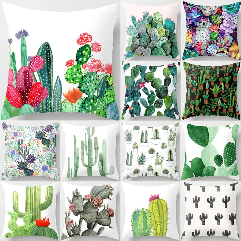 Наволочка с принтом кактуса суккулента декоративная наволочка для дивана или