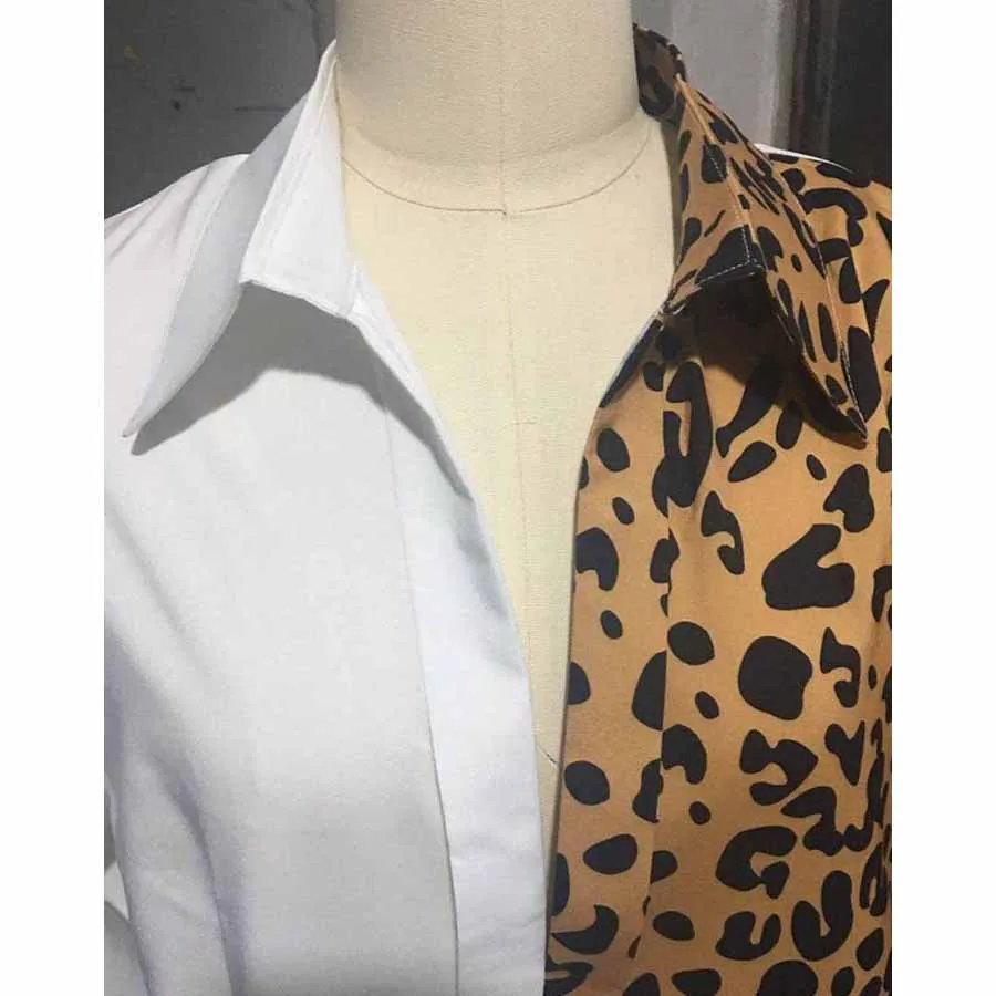 

DIOROBBEN 5xl oversized size fashion leopard Women's shirt Autumn elegant office ladies Turn-down Collar womens tops and blouses