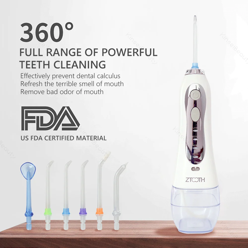 Dental Irrigator Oral Whitening Teeth Endodontic Electric Sonic Tongue Oral Scaler Dental 300ml Multifunction 5 Jet Faucet Tips