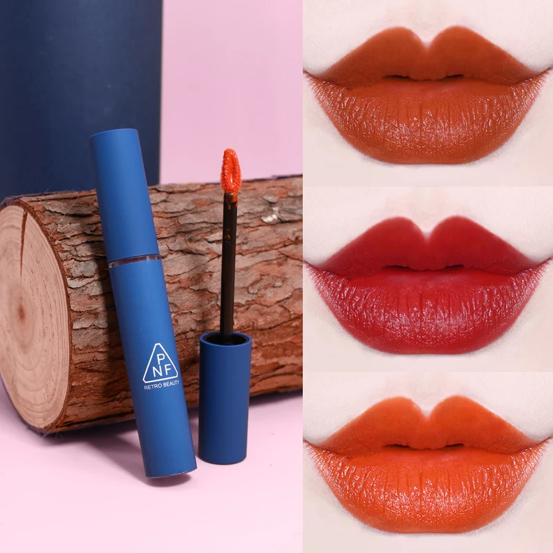 

6 Colors Blue Tube Lip Gloss Velvet Temperament Long-lasting Lipstick Long-lasting Non-sticky Cup Lip Glaze TSLM1