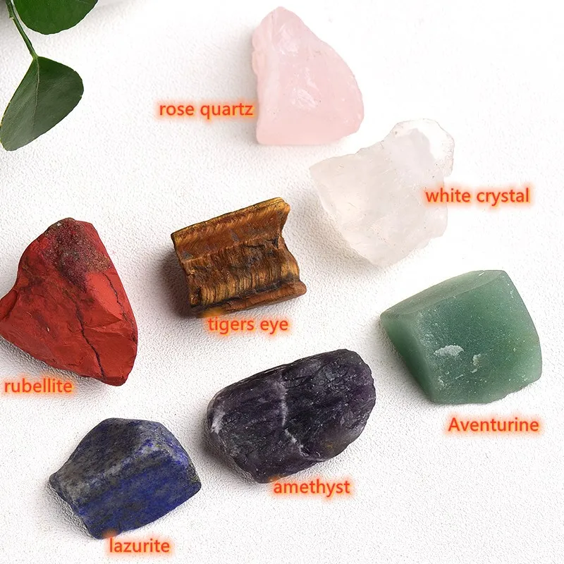 Комплект из натурального хрустального камня семи чакр черная тканевая сумка