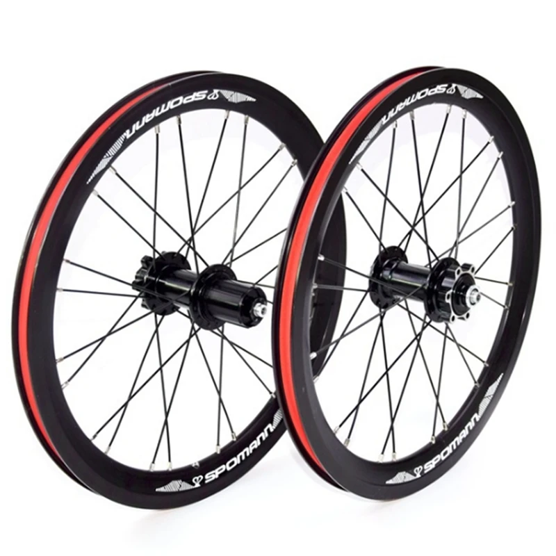 Günstig SPOMANN Faltrad BMX Mountainbike Laufradsatz 16-Inch/349 Rad Disc Bremse Sechs Nagel Kompatibel V Bremse