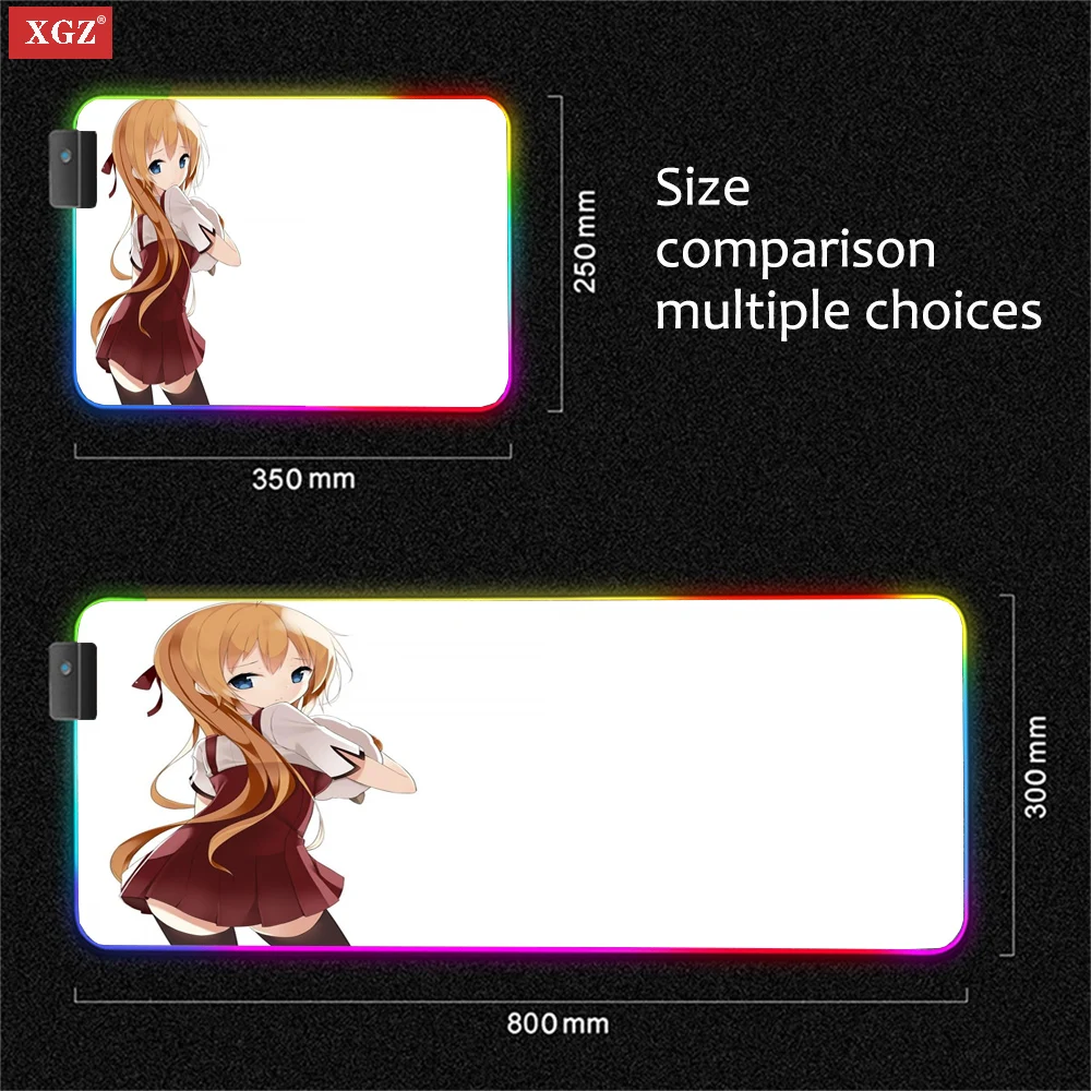 

XGZ Cute Girl Anime Large Mouse Pad Is Suitable for Office Desk Mat Luminous LED Gaming Mouse Pad Non-slip High Quality Csgo