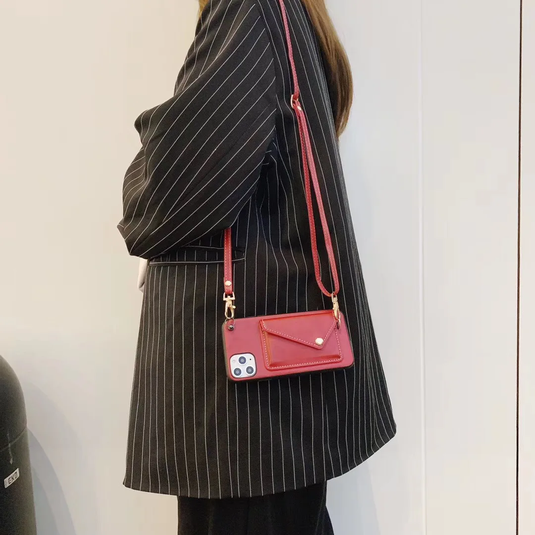 

Crossbody Card Pocket Wallet Case For iPhone 11 12 Pro Max 6 7 8Plus Leather Strap Back Cover For iPhone X XR XS Max Case