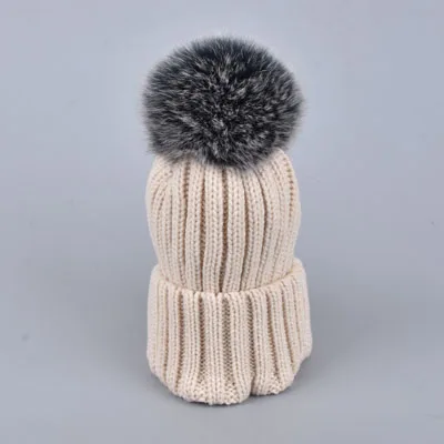 Новинка 100% натуральный помпон Лисий мех женские шапки зимние с лисьим понпоном