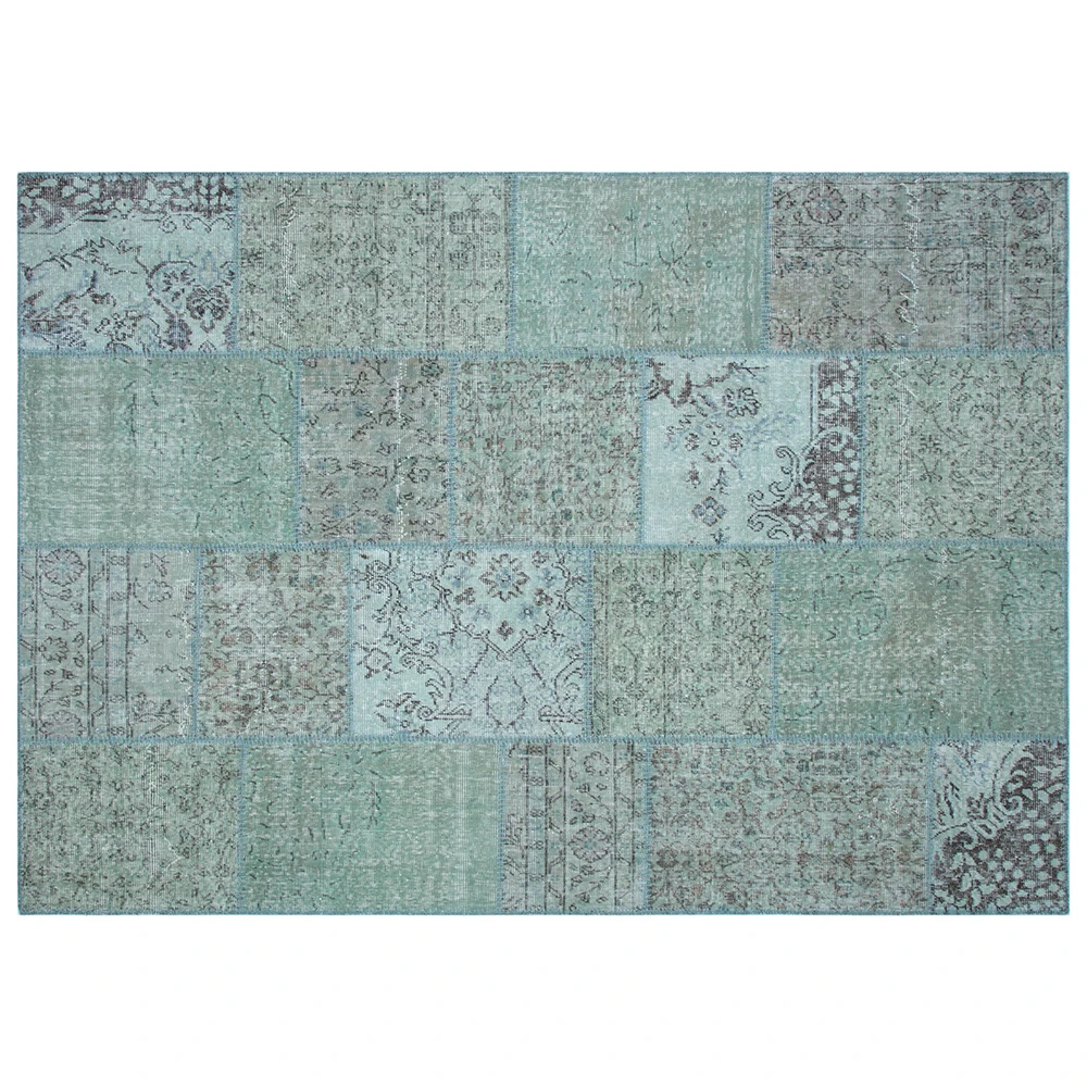 

80x150cm Light Green Patchwork Carpet, Handmade Rug Wool Carpet Decorative Rug