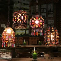 southeast asia retro single headed small chandelier cafe bar restaurant mediterranean creative stained glass chandelier